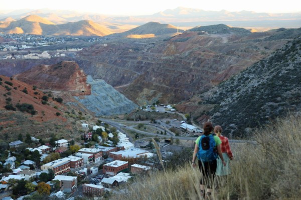 Two girls walking on the hiking trails near Bisbee,Arizona